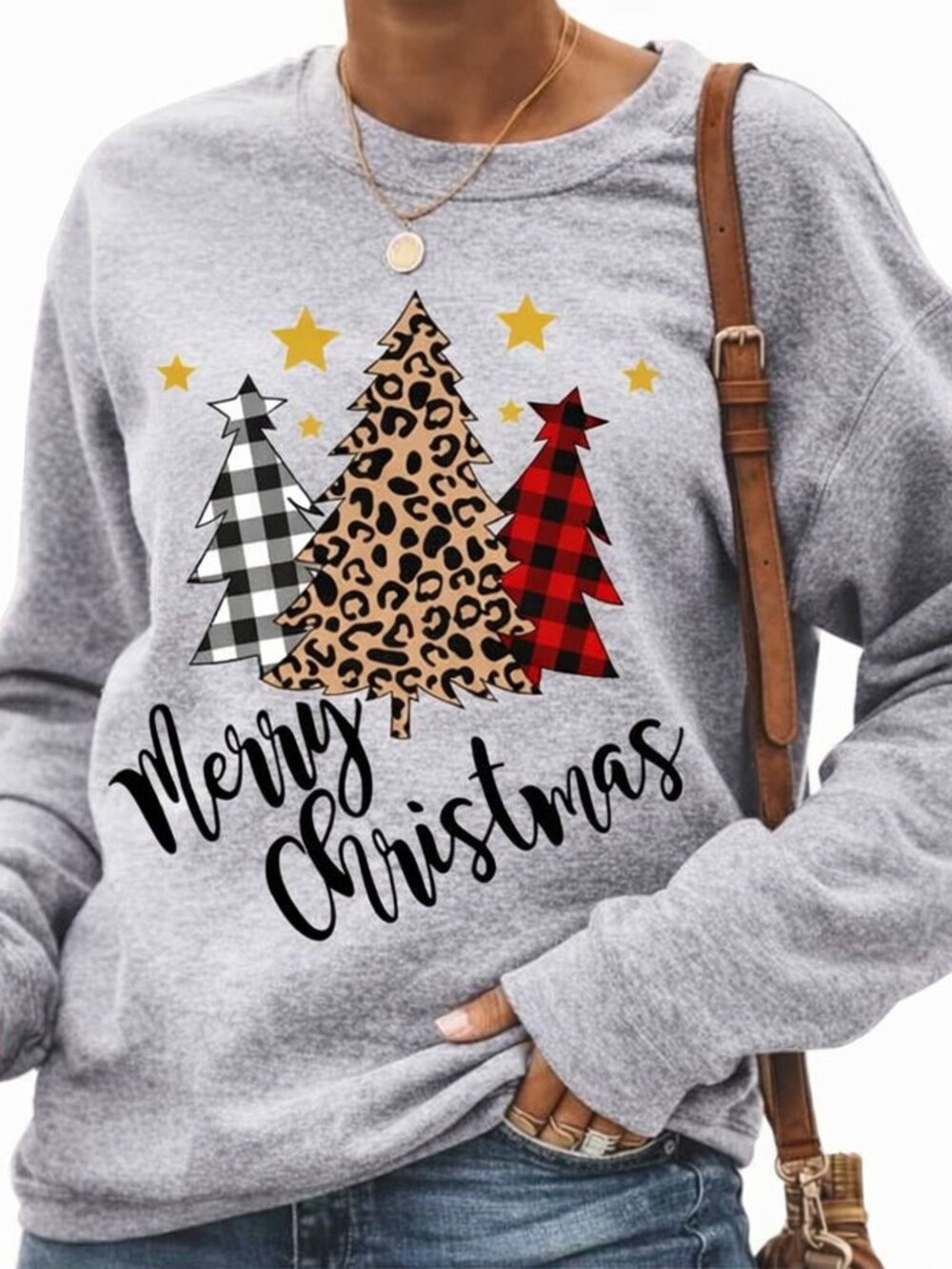 Gray Merry Christmas Graphic Sweatshirt